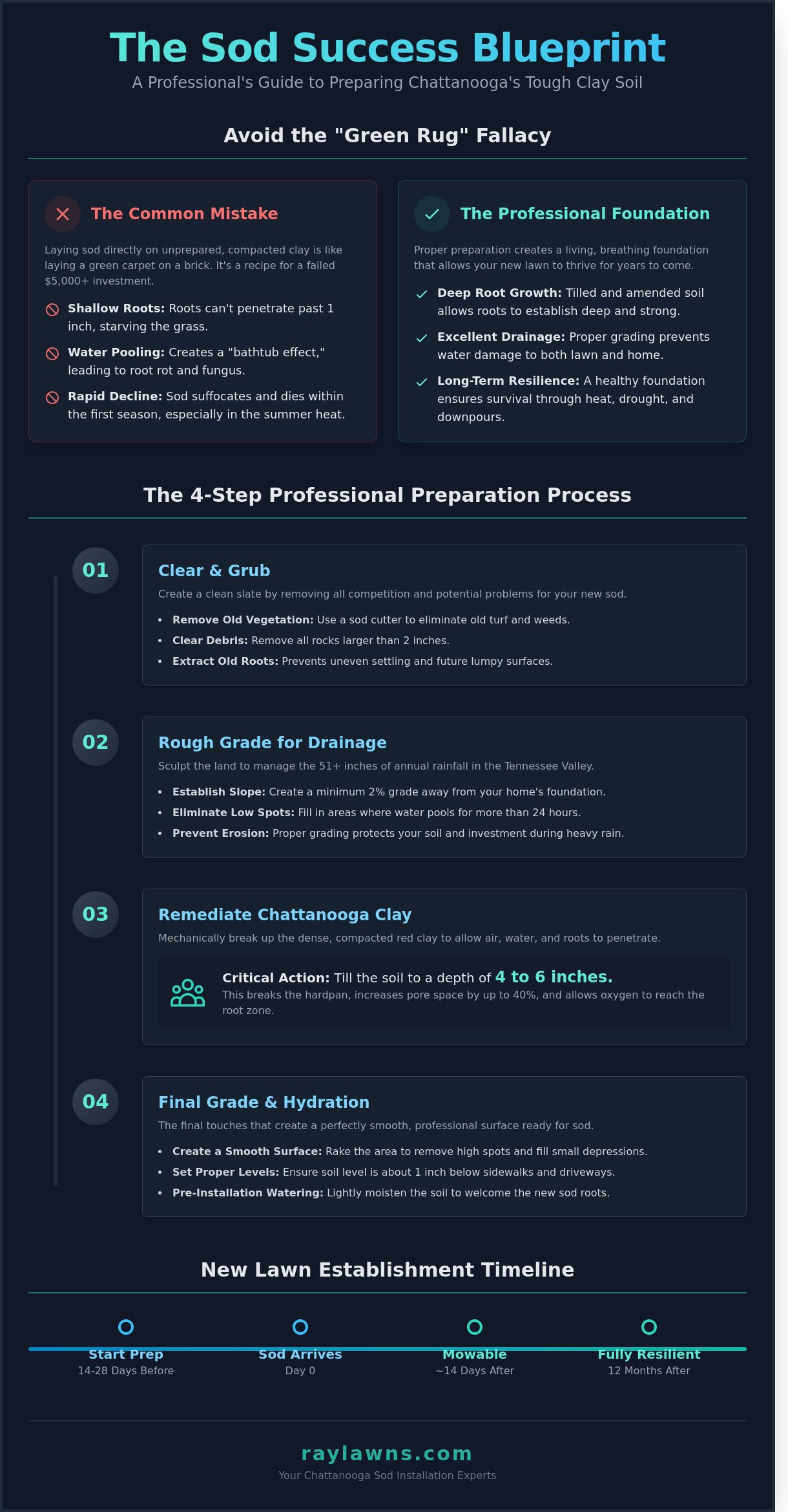 How to Prepare for Sod Installation in Ooltewah and Chattanooga, TN - Infographic