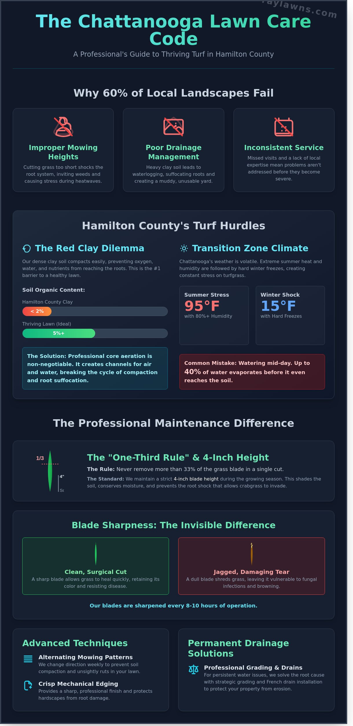 Lawn Care in Chattanooga: Professional Standards for Hamilton County Landscapes - Infographic