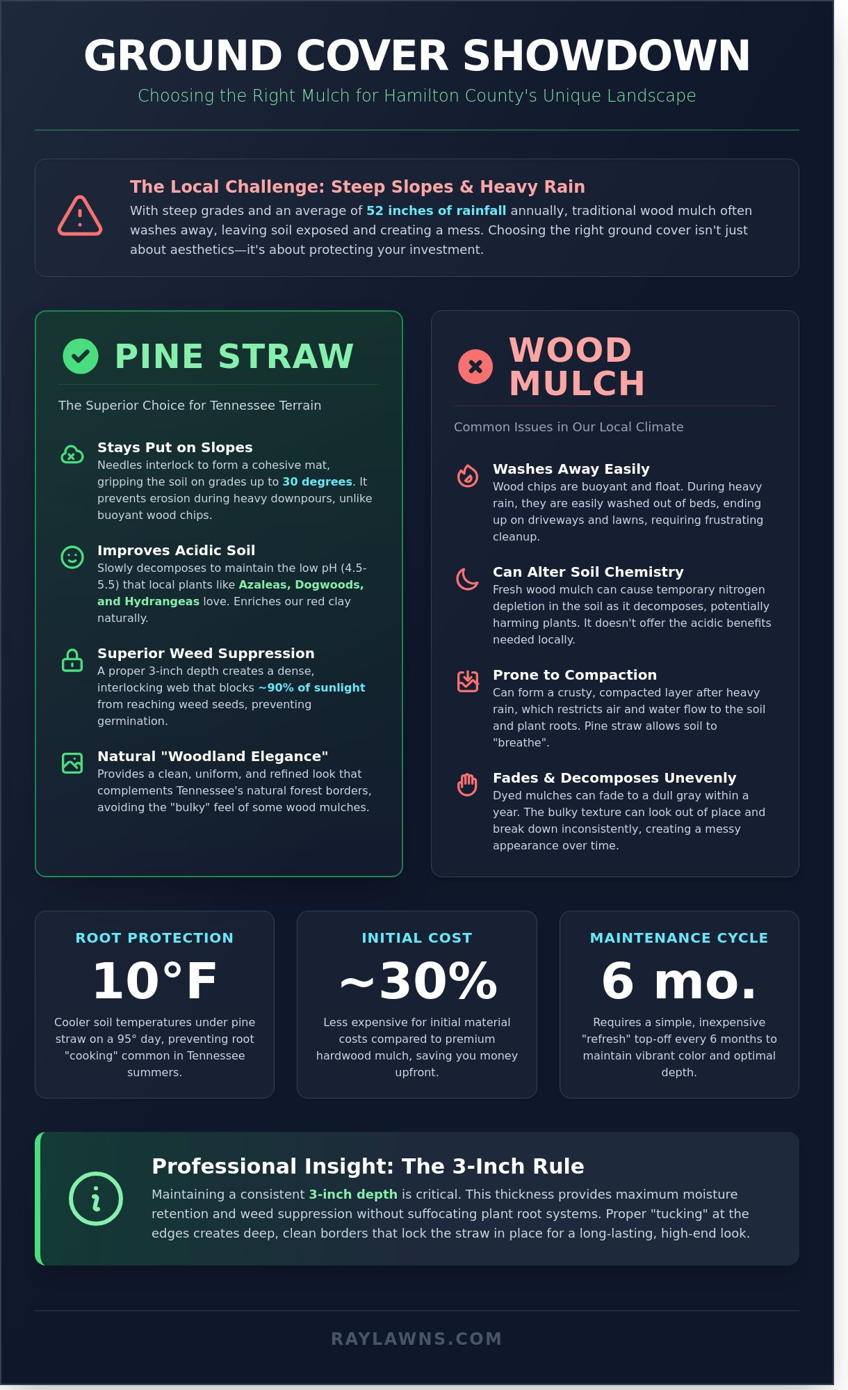 Professional Pine Straw Installation in Collegedale, TN: The Expert Guide - Infographic