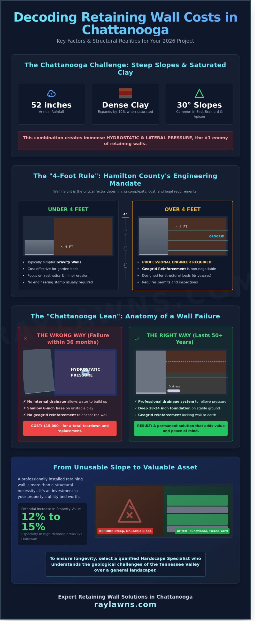 Retaining Wall Cost in Chattanooga: A Comprehensive Homeowner’s Guide for 2026 - Infographic