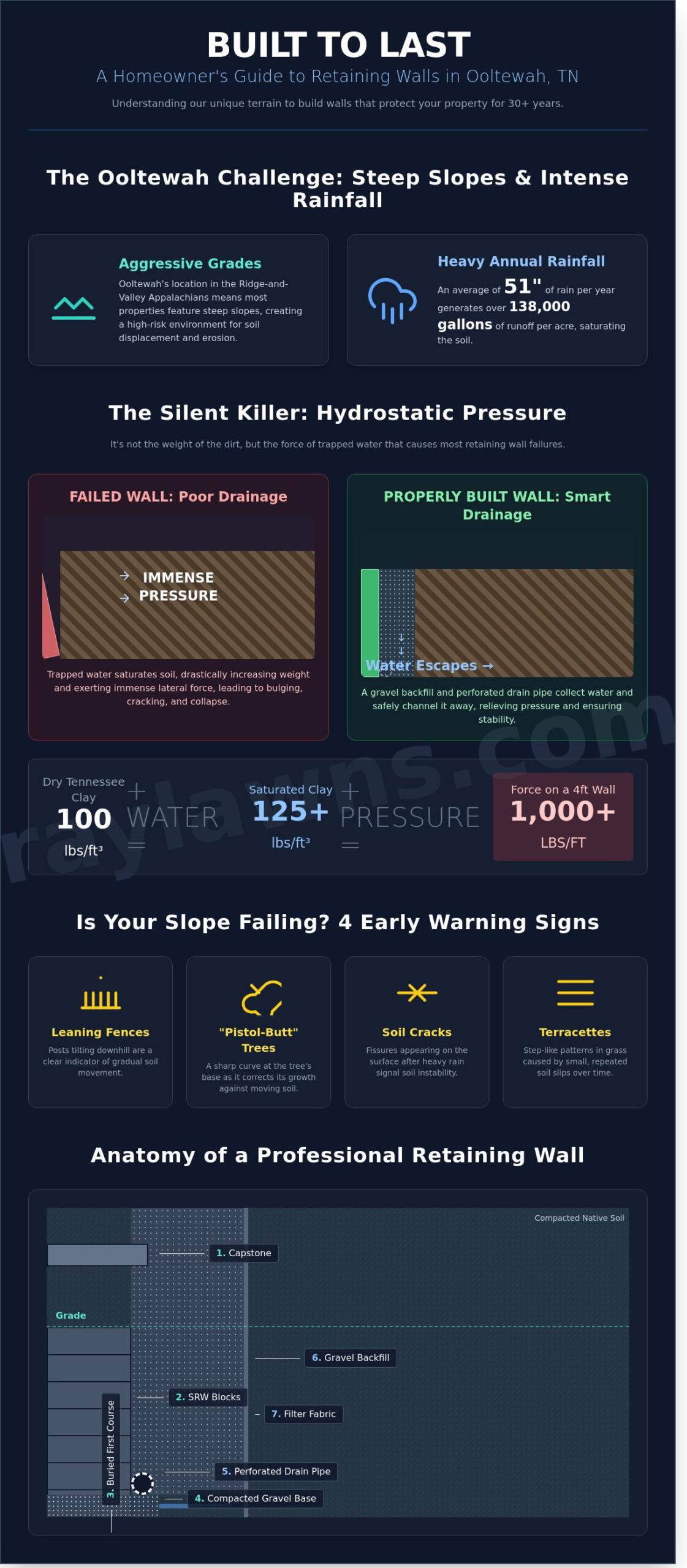 Retaining Walls in Ooltewah: The Homeowner’s Guide to Structural Integrity and Erosion Control - Infographic