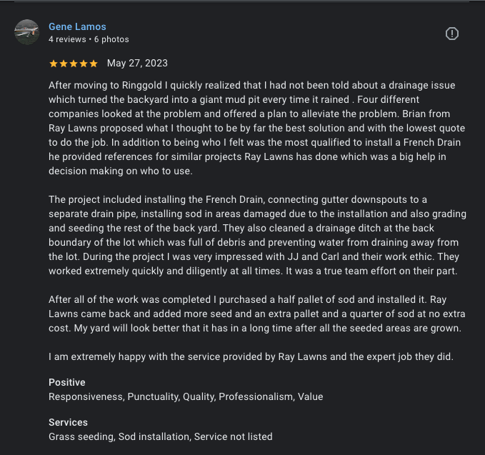 Customer Review of French Drain Installation