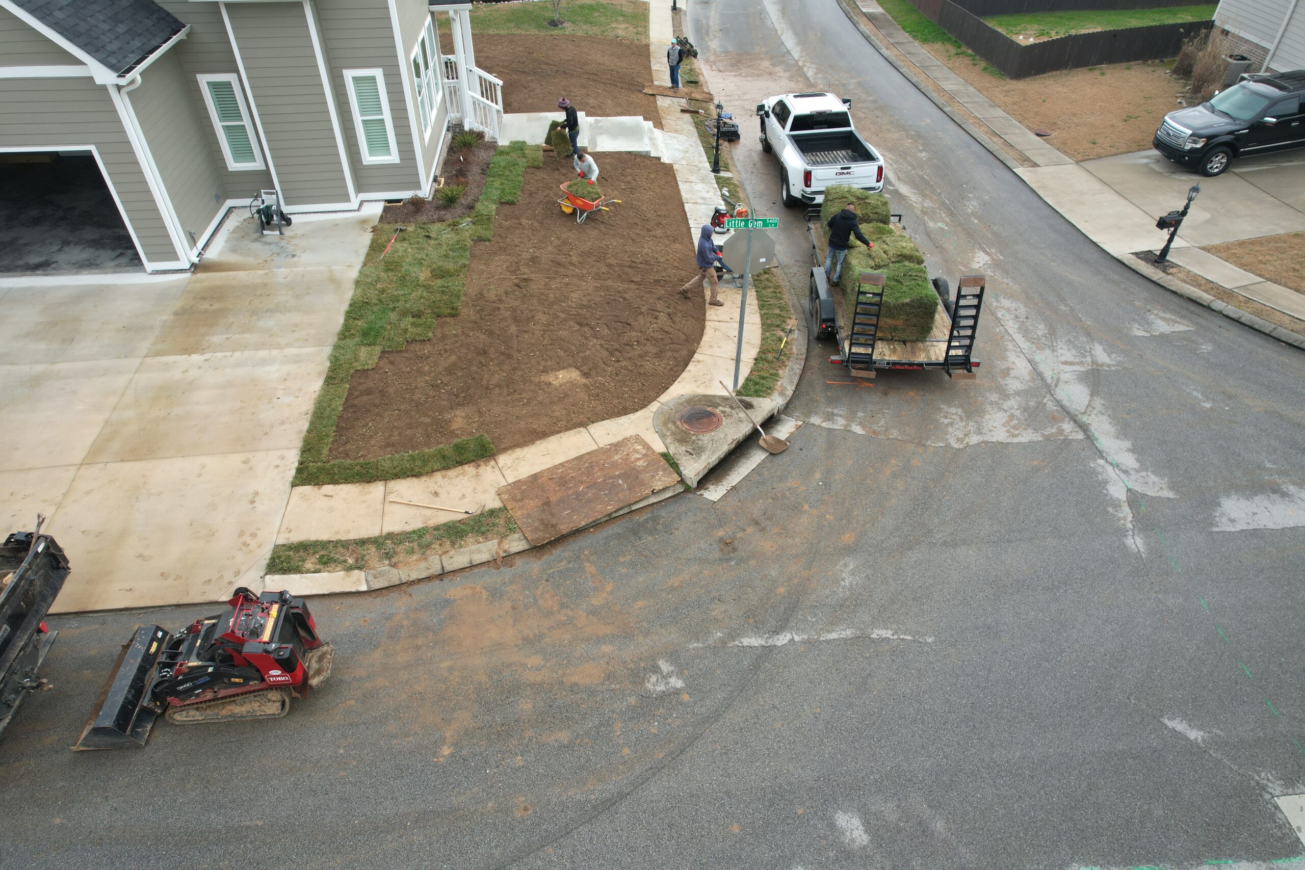 Fresh-cut sod delivered to a Ray Lawns job site in Chattanooga TN