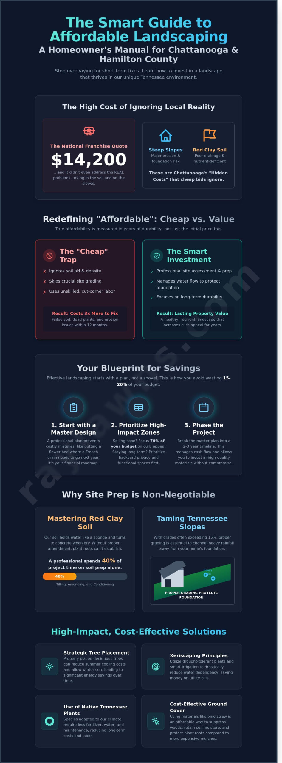 Affordable Landscaping in Chattanooga: Smart Strategies for Local Homeowners - Infographic