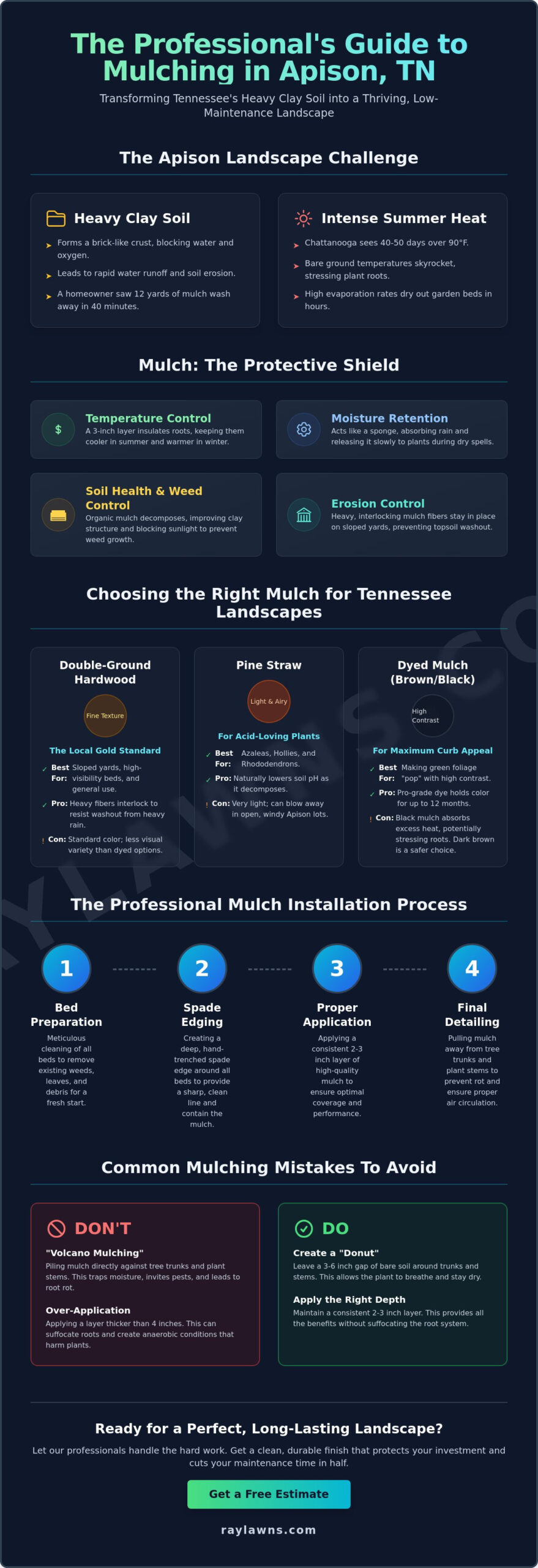 Professional Mulch Installation in Apison, TN: A Homeowner’s Guide - Infographic