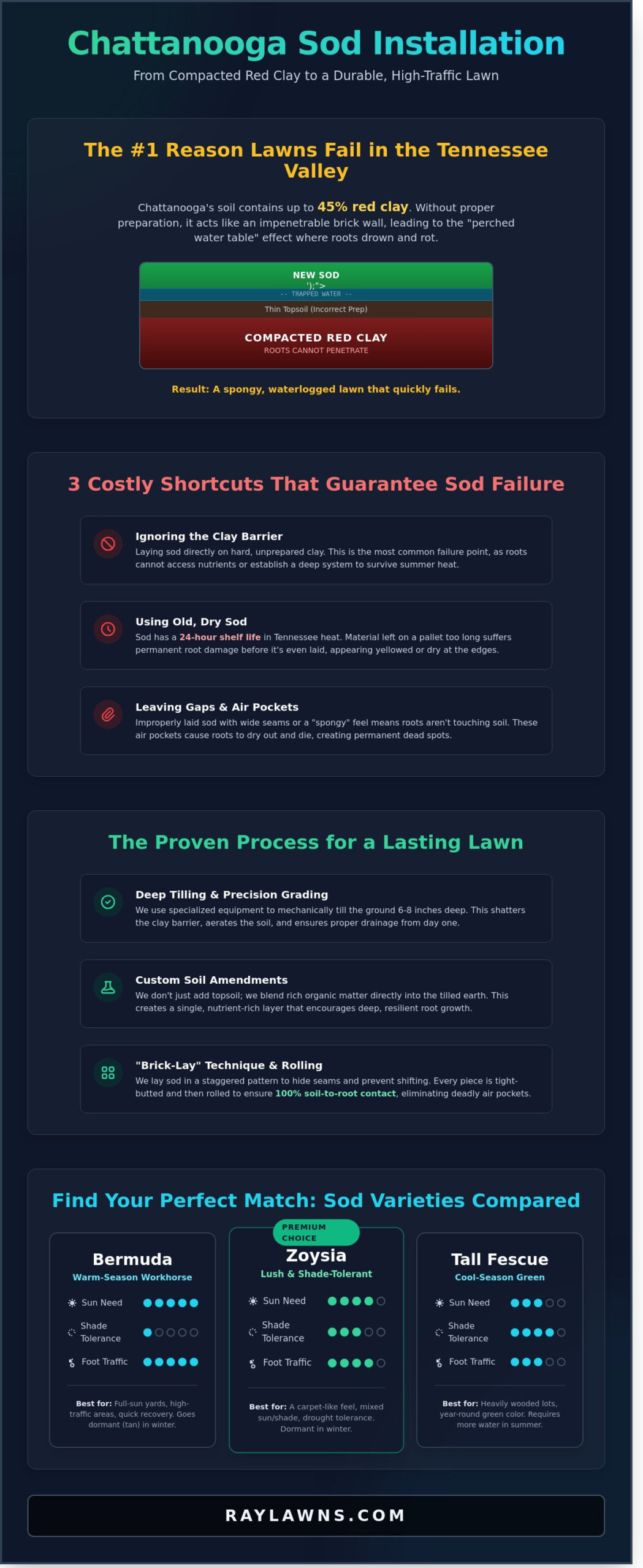 Professional Sod Installation Service in Ooltewah & Chattanooga, TN - Infographic